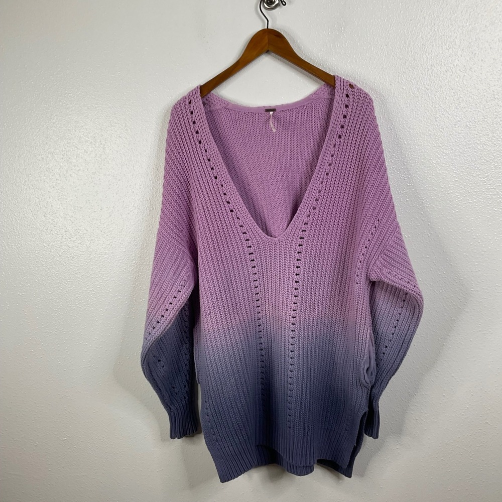 Free People Come Together Chunky V Neck Sweater Size Medium